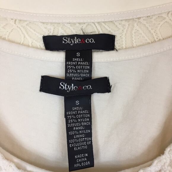 Style & Co | Boho Cream Lace Top 2 piece Set - Picture 3 of 4